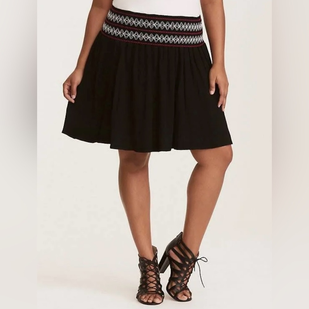 Smocked Waist Embroidered Gauze Torrid Plus Size Mini Skirt